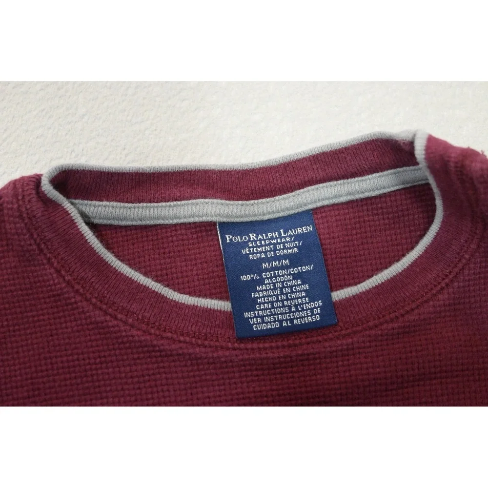 Polo Ralph Lauren Thermal Sleepwear Shirt Mens Medium Burgundy Red Excellent